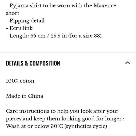 Sezane Maxence Pajama 100% Cotton Shirt Sz 10 - Picture 4 of 11